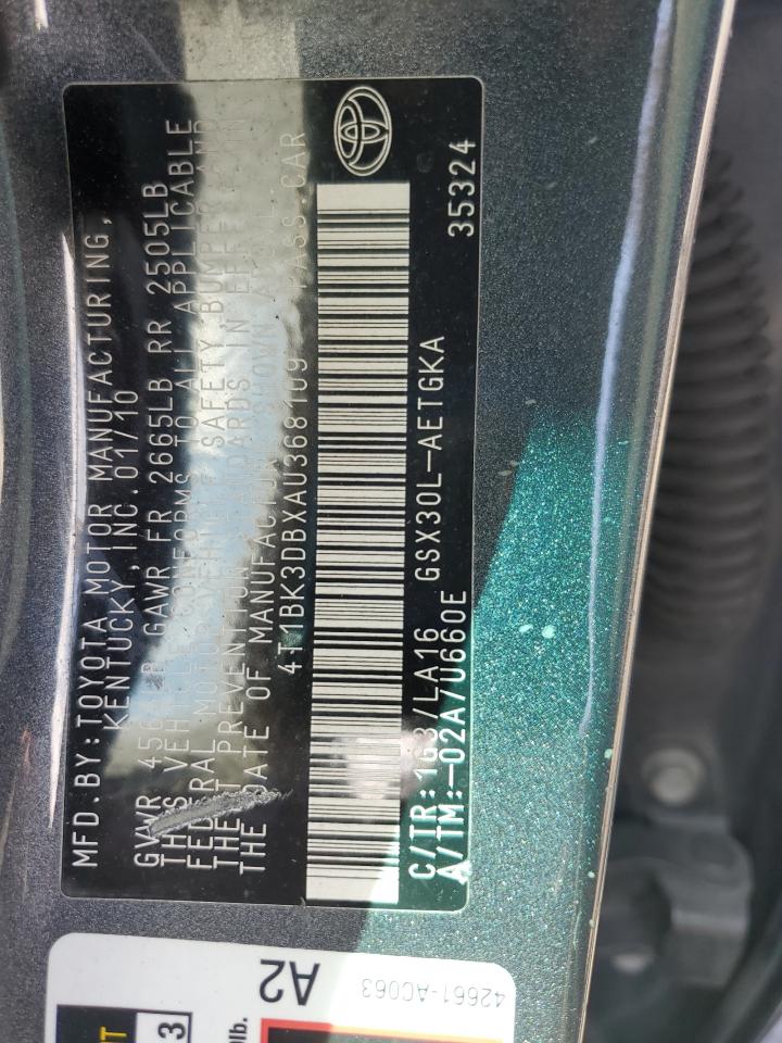 2010 Toyota Avalon Xl VIN: 4T1BK3DBXAU368109 Lot: 86250525