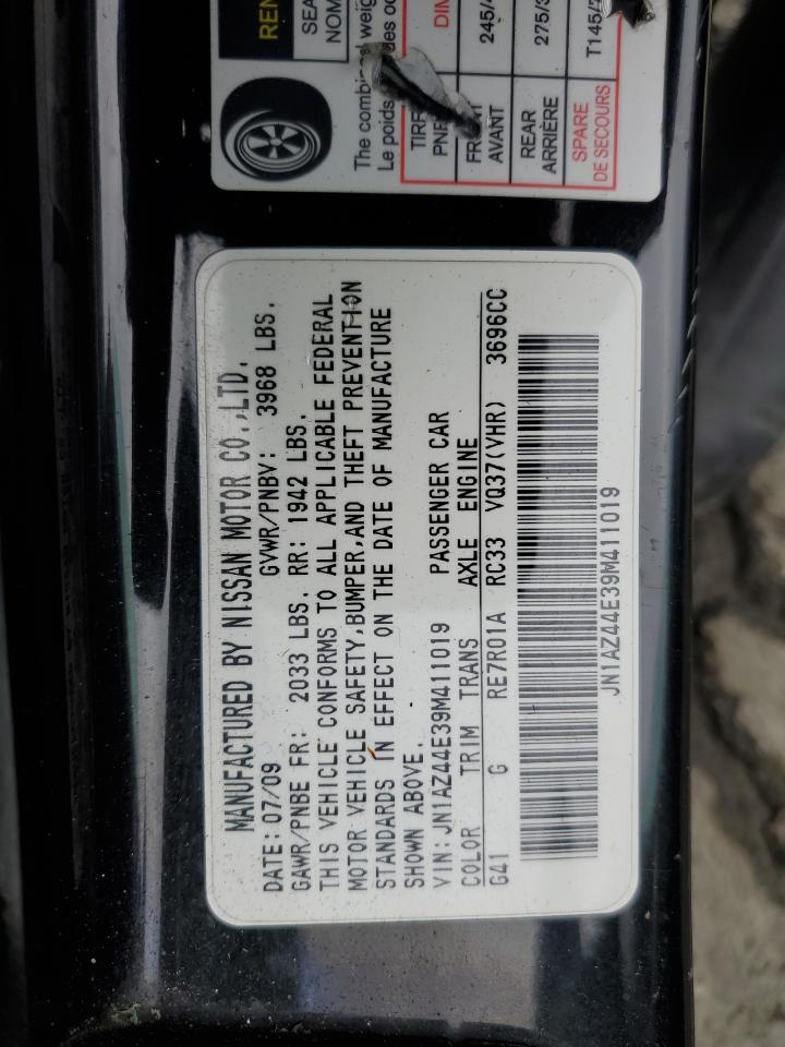 2009 Nissan 370Z VIN: JN1AZ44E39M411019 Lot: 82555885