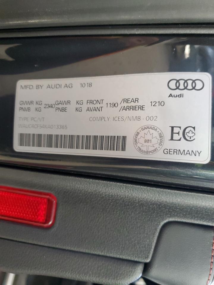 2019 Audi S5 Prestige VIN: WAUC4CF54KA013365 Lot: 86536365