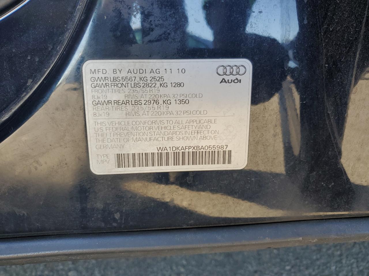 2011 Audi Q5 Premium Plus VIN: WA1DKAFPXBA055987 Lot: 85119485