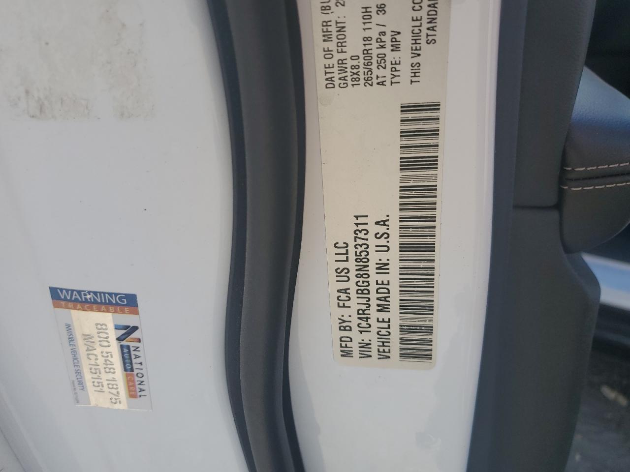 2022 Jeep Grand Cherokee L Limited VIN: 1C4RJJBG8N8537311 Lot: 86106685