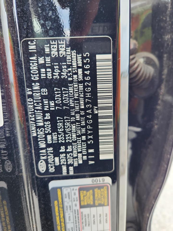 2017 Kia Sorento Lx VIN: 5XYPG4A37HG264655 Lot: 85334815