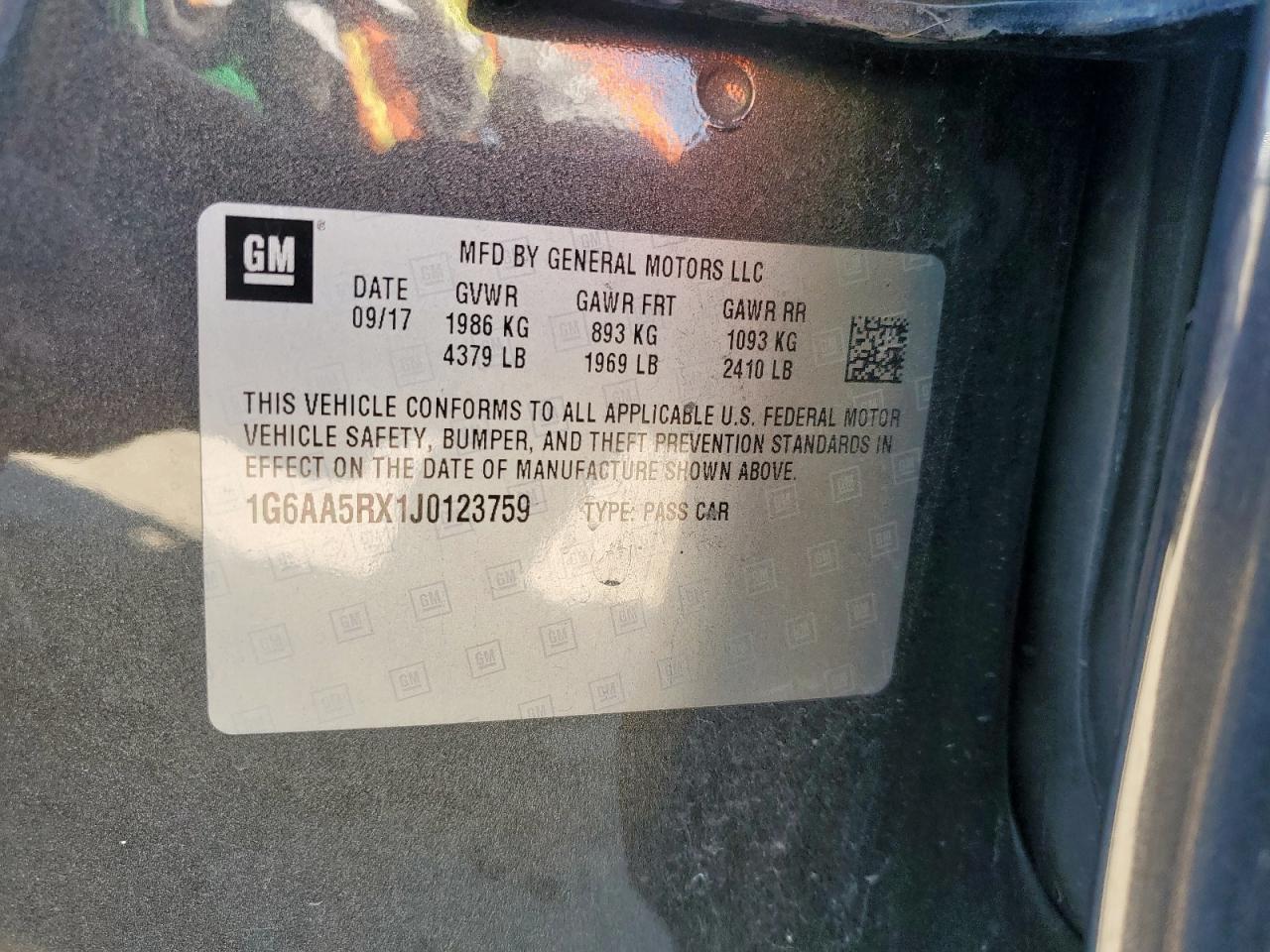 2018 Cadillac Ats VIN: 1G6AA5RX1J0123759 Lot: 85682935