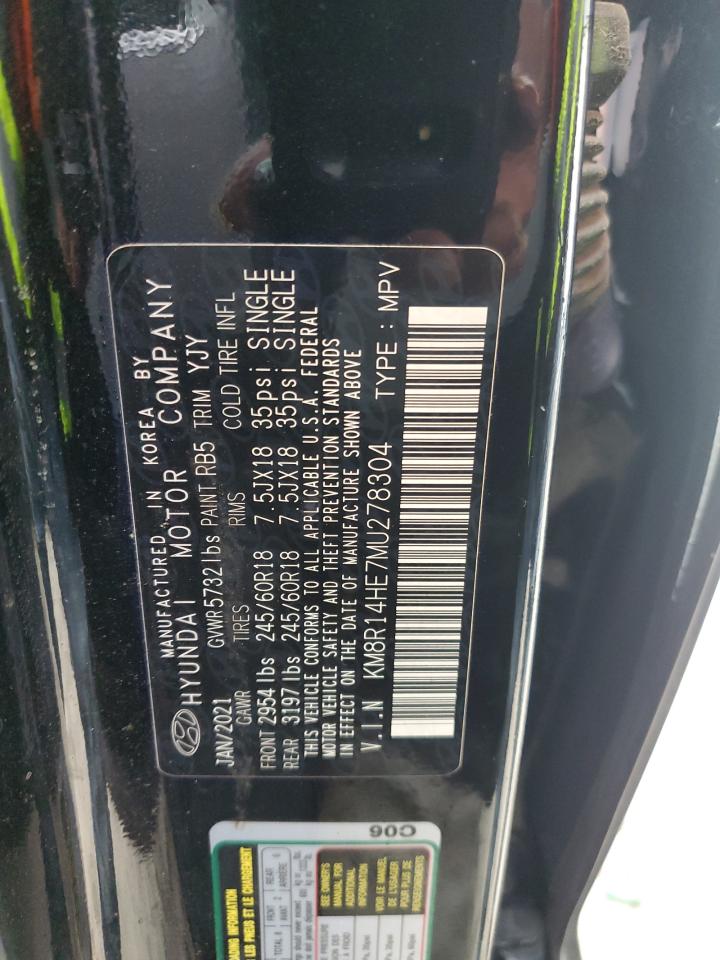 2021 Hyundai Palisade Se VIN: KM8R14HE7MU278304 Lot: 85490455