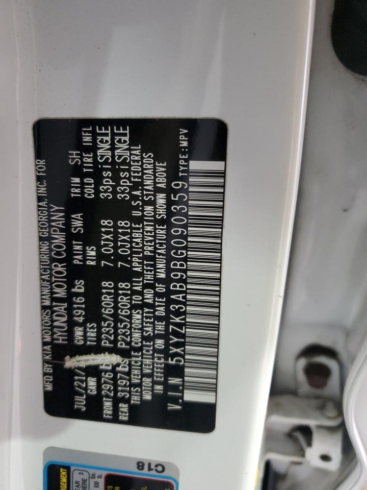 2011 Hyundai Santa Fe Limited VIN: 5XYZK3AB9BG090359 Lot: 87384415