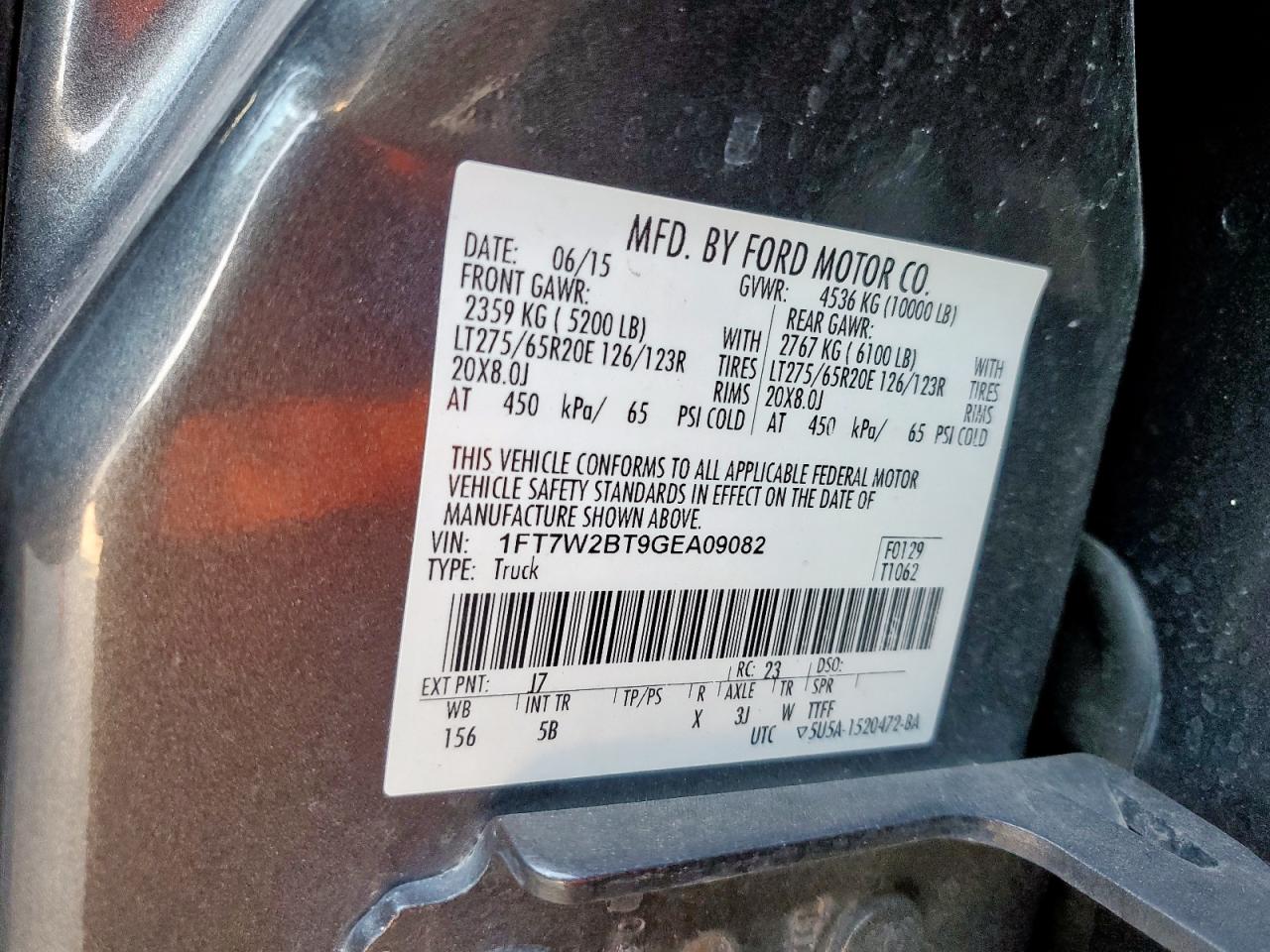 2016 Ford F250 Super Duty VIN: 1FT7W2BT9GEA09082 Lot: 84903745