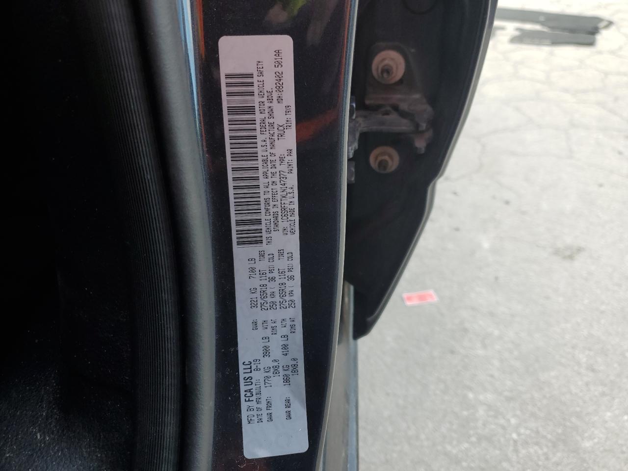 2020 Ram 1500 Big Horn/Lone Star VIN: 1C6SRFFTXLN147377 Lot: 82541465