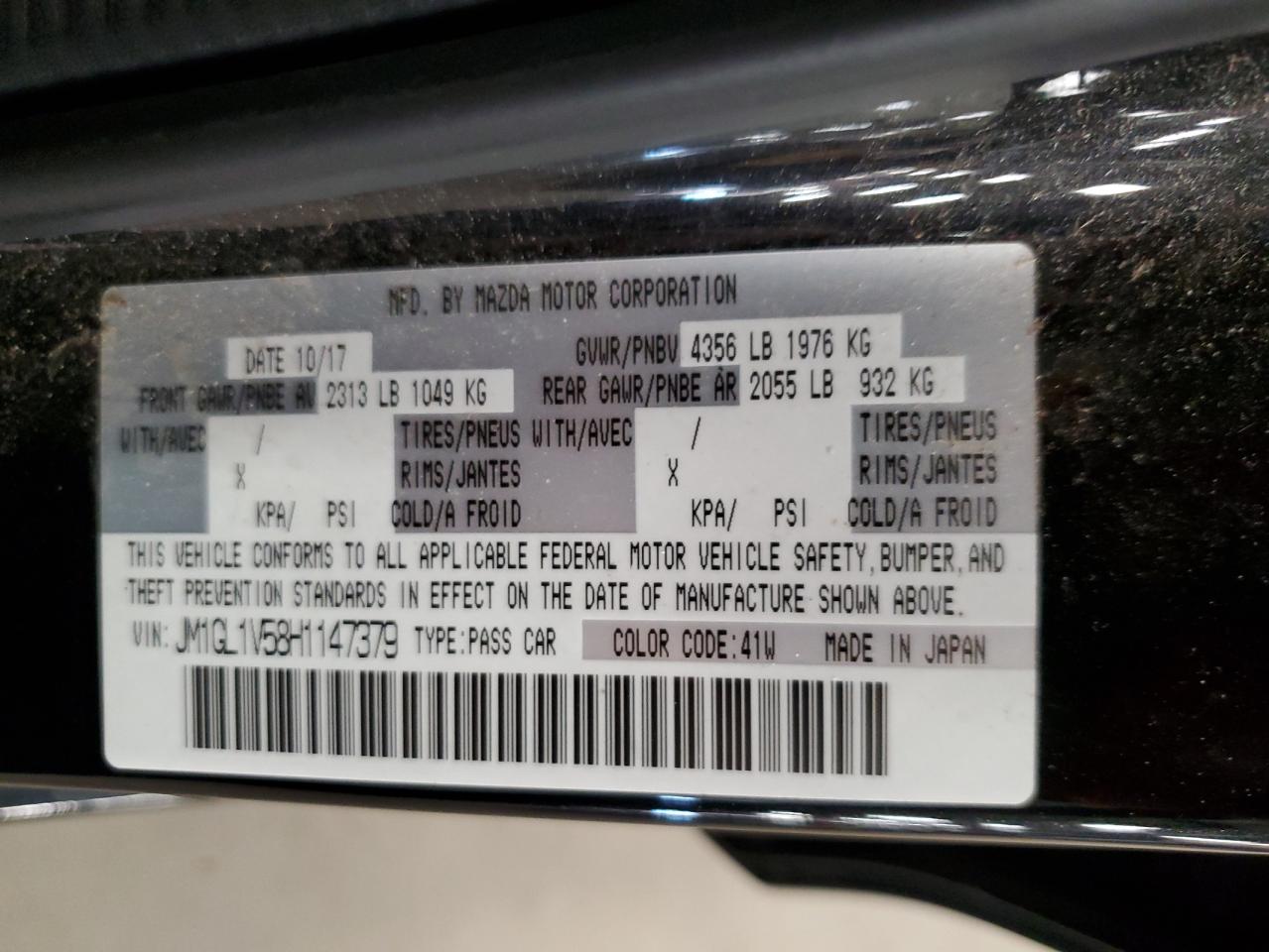 2017 Mazda 6 Touring VIN: JM1GL1V58H1147379 Lot: 85406795