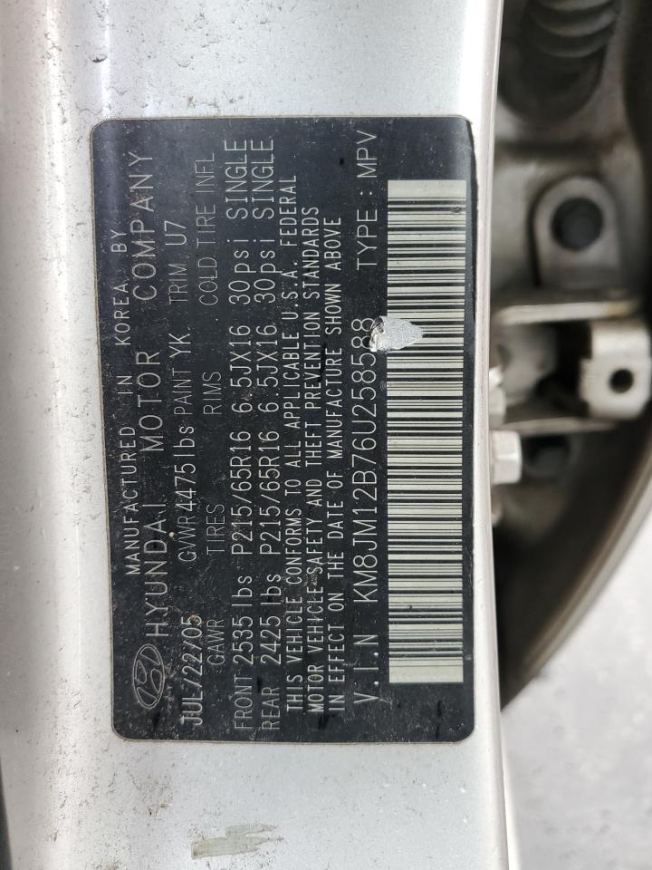 2006 Hyundai Tucson Gl VIN: KM8JM12B76U258588 Lot: 90024025