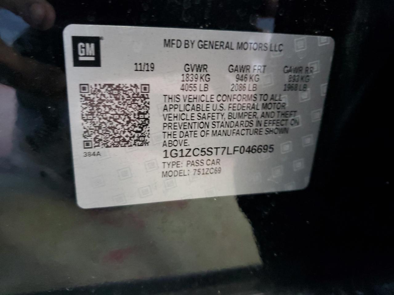 2020 Chevrolet Malibu Ls VIN: 1G1ZC5ST7LF046695 Lot: 84892815