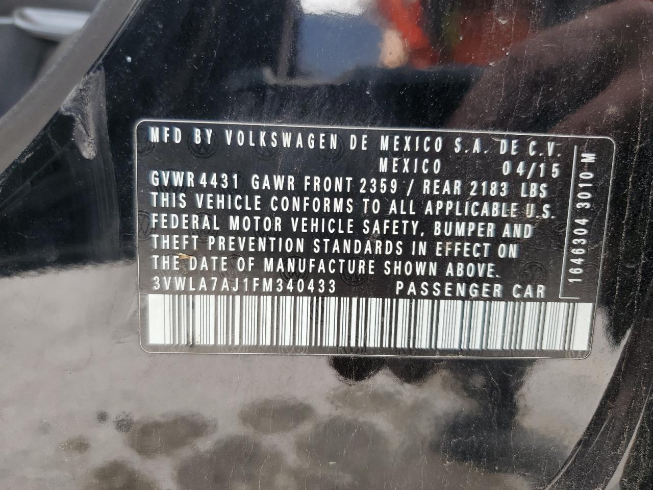 2015 Volkswagen Jetta Tdi VIN: 3VWLA7AJ1FM340433 Lot: 82335885