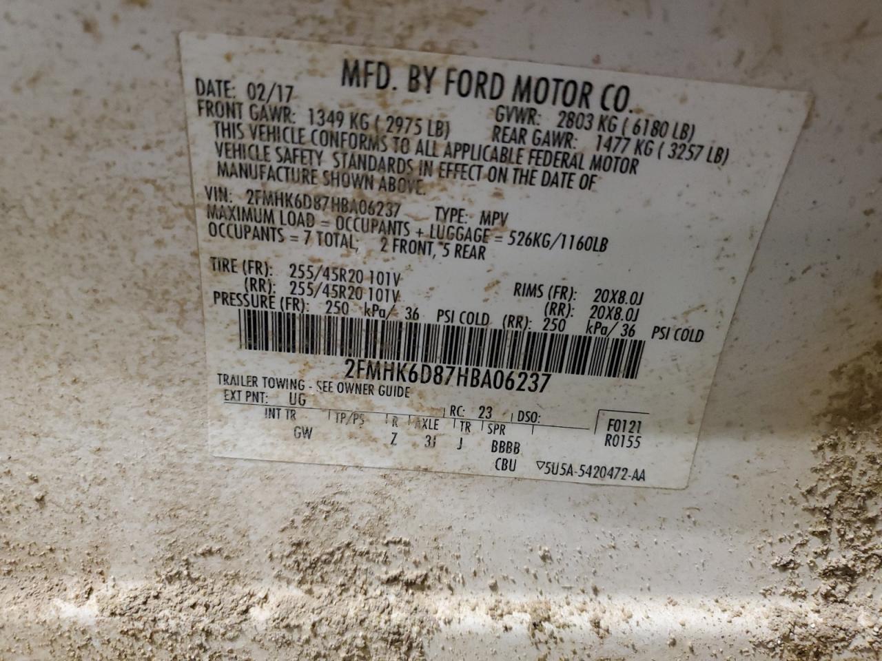 2017 Ford Flex Limited VIN: 2FMHK6D87HBA06237 Lot: 86217715