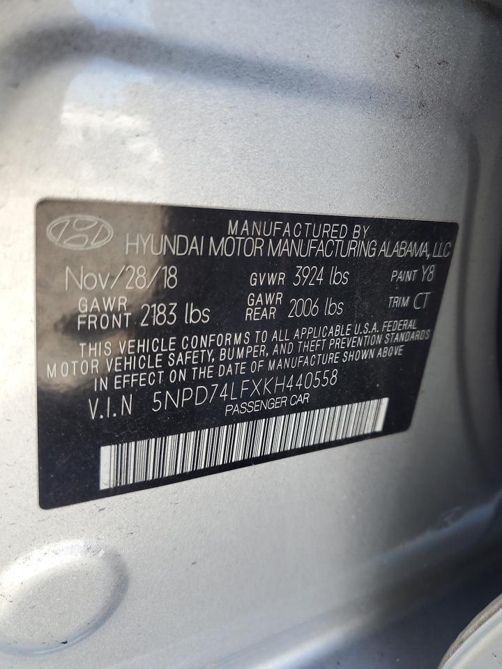 2019 Hyundai Elantra Se VIN: 5NPD74LFXKH440558 Lot: 86447445