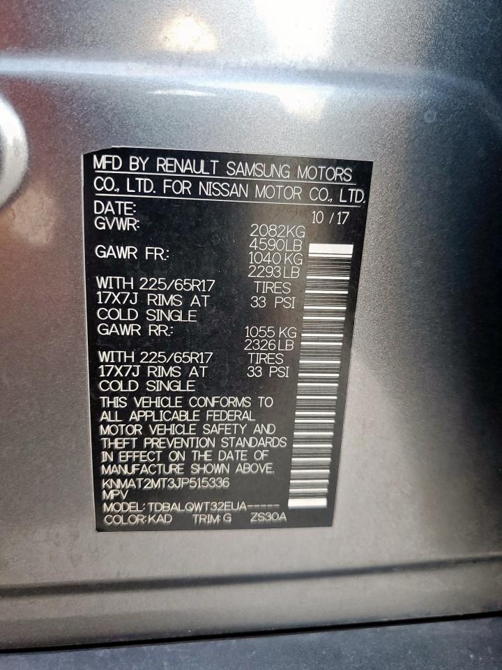 2018 Nissan Rogue S VIN: KNMAT2MT3JP515336 Lot: 82309745