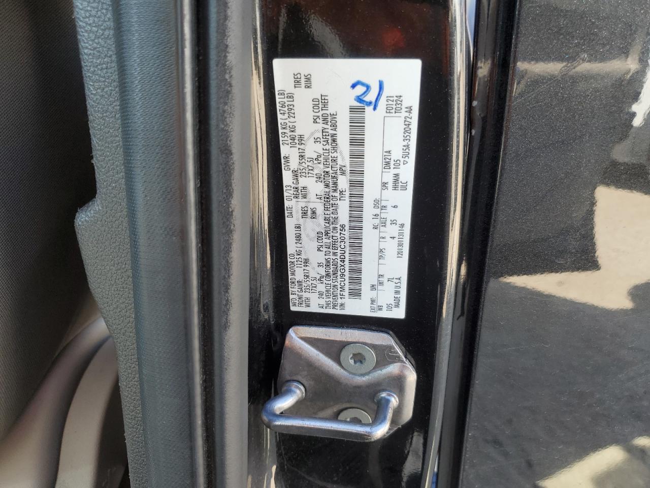 2013 Ford Escape Se VIN: 1FMCU9GX4DUC30756 Lot: 86629515