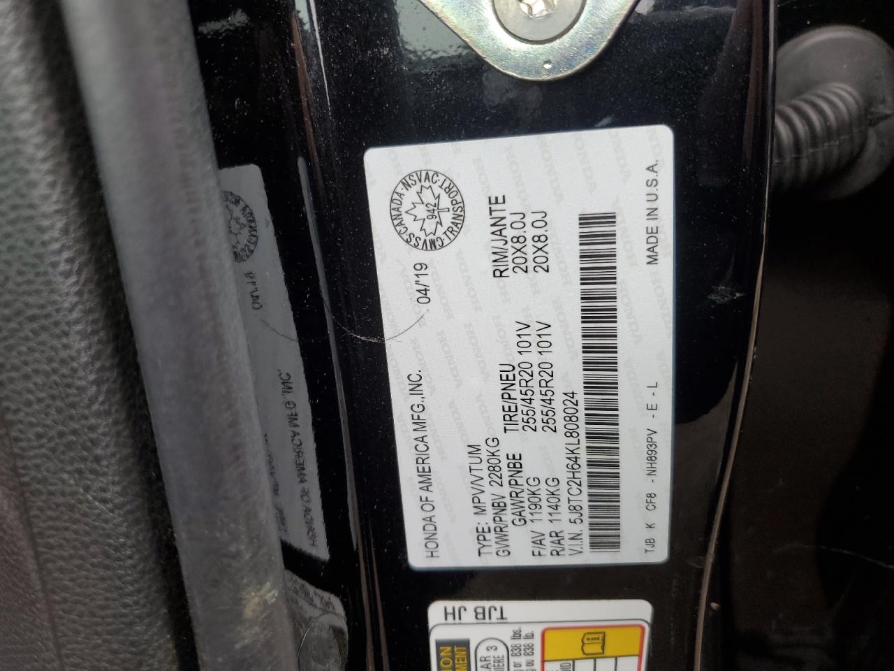 2019 Acura Rdx A-Spec VIN: 5J8TC2H64KL808024 Lot: 86489245