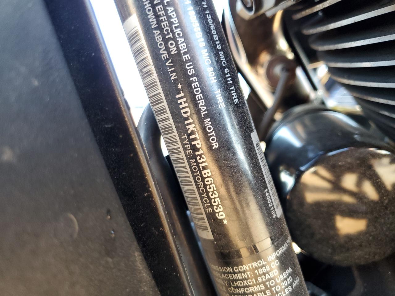 2020 Harley-Davidson Fltrxs VIN: 1HD1KTP13LB653539 Lot: 82220255