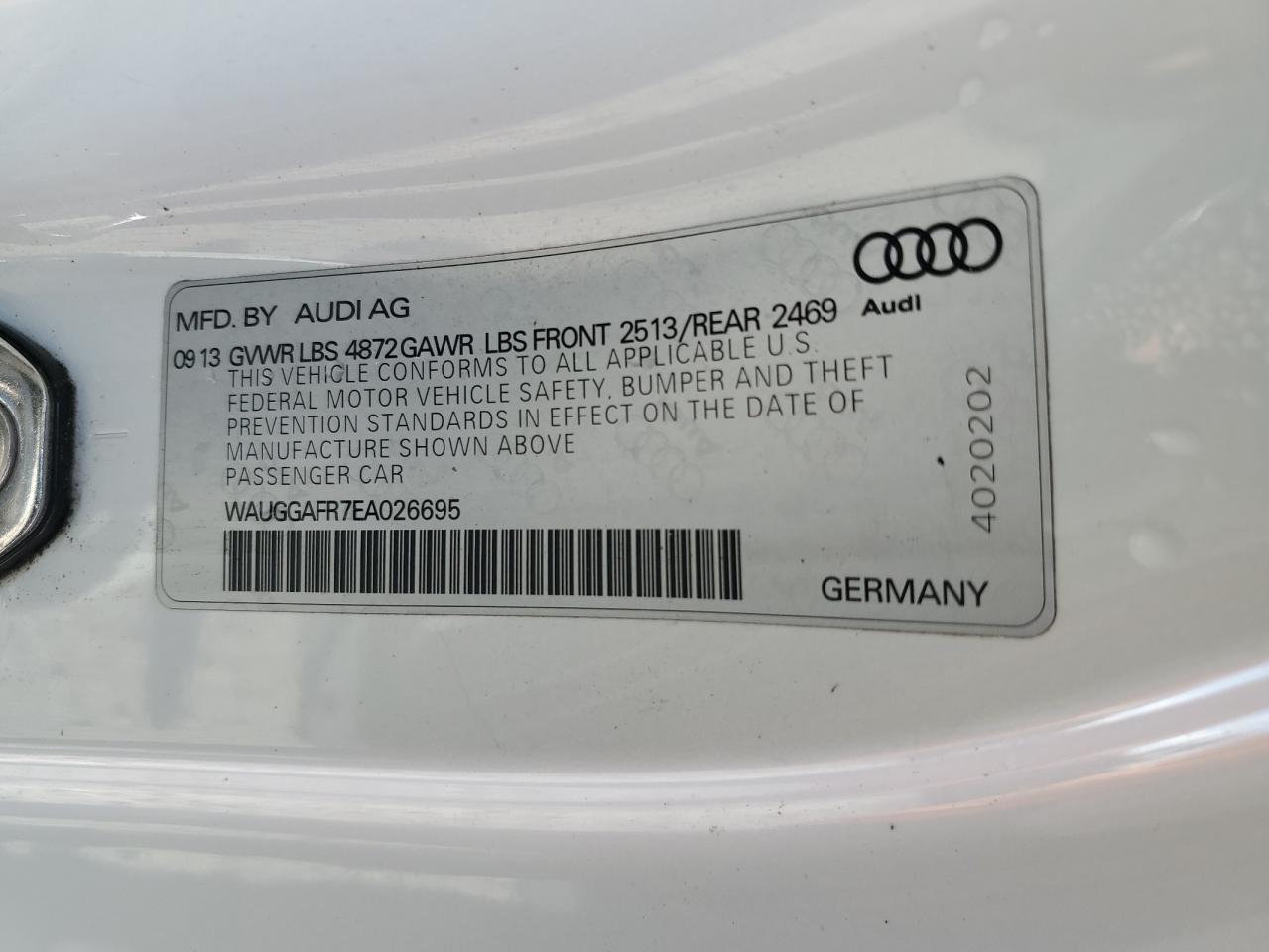 2014 Audi S5 Premium Plus VIN: WAUGGAFR7EA026695 Lot: 89806295