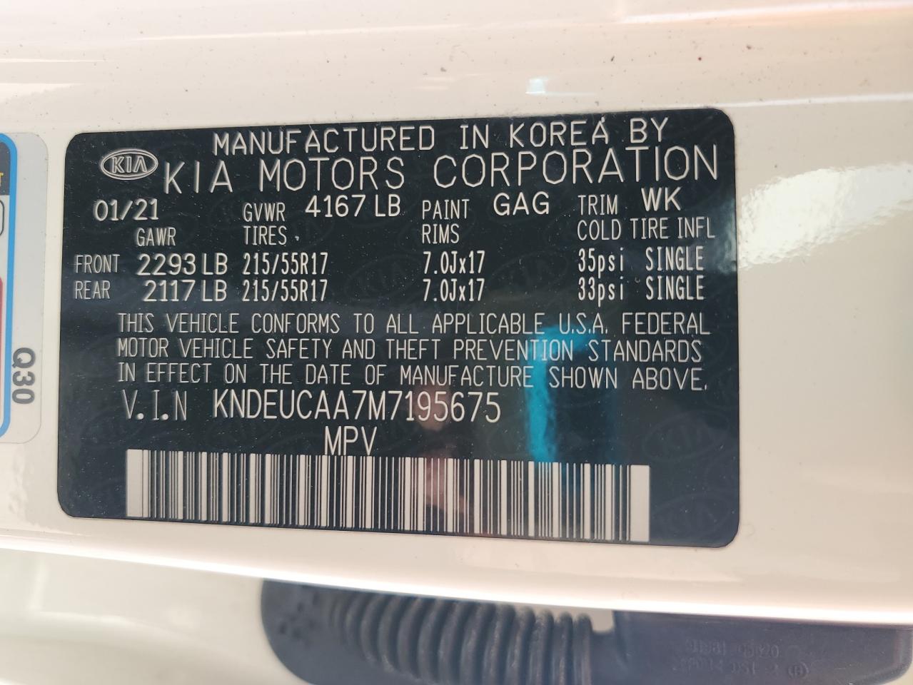 2021 Kia Seltos S VIN: KNDEUCAA7M7195675 Lot: 84820815