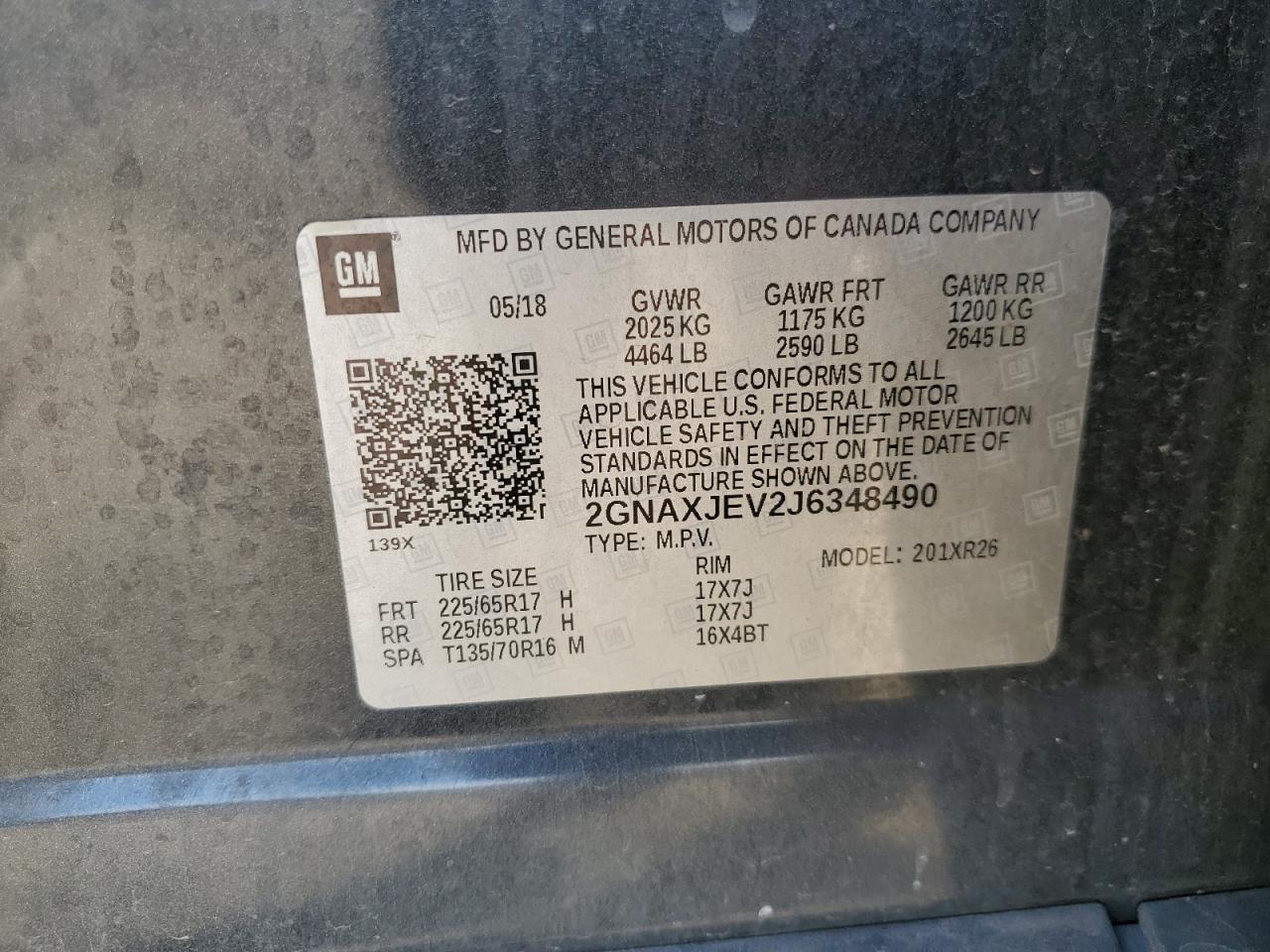 2018 Chevrolet Equinox Lt VIN: 2GNAXJEV2J6348490 Lot: 82419115