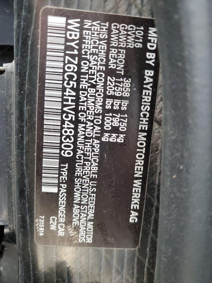 2017 BMW I3 Bev VIN: WBY1Z6C54HV548309 Lot: 86740295