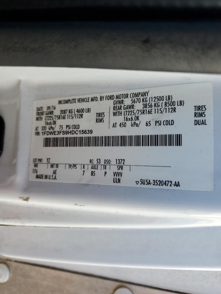 2017 Ford Econoline E350 Super Duty Cutaway Van VIN: 1FDWE3FS9HDC15639 Lot: 64588255