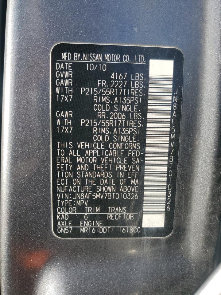 2011 Nissan Juke S VIN: JN8AF5MV7BT010326 Lot: 82365025