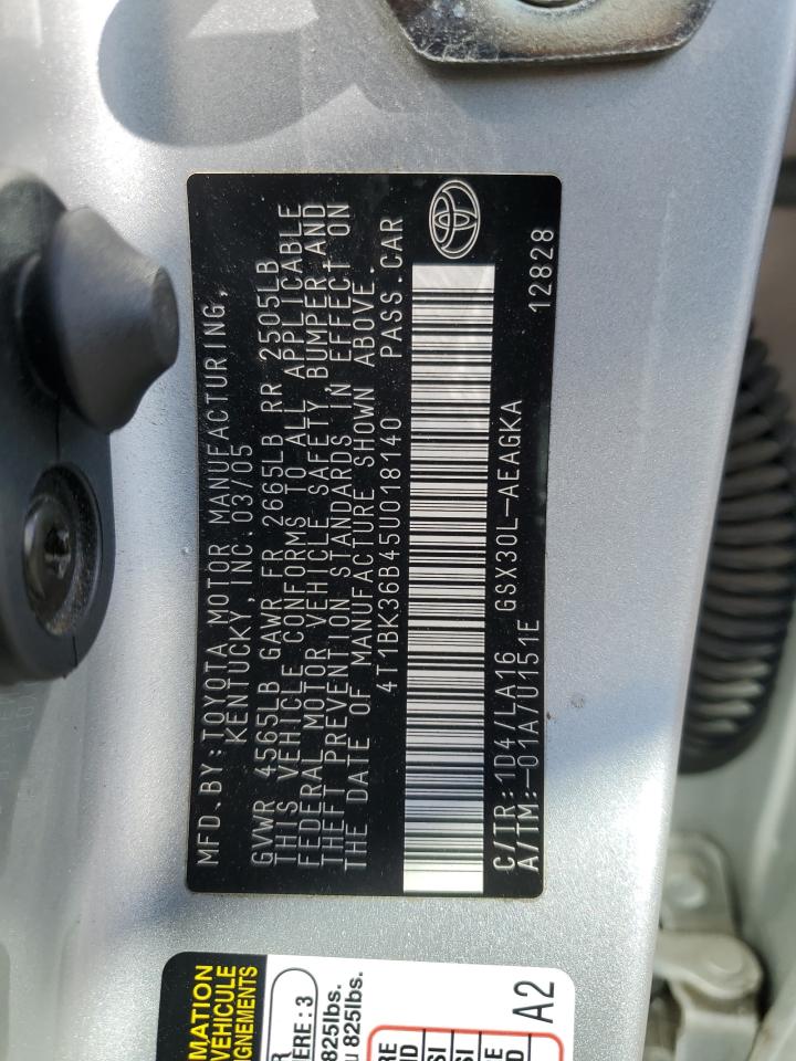 2005 Toyota Avalon Xl VIN: 4T1BK36B45U018140 Lot: 82533995