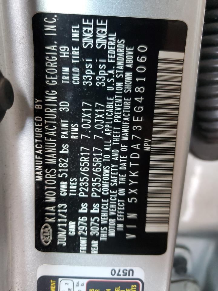 2014 Kia Sorento Lx VIN: 5XYKTDA73EG481060 Lot: 81983665