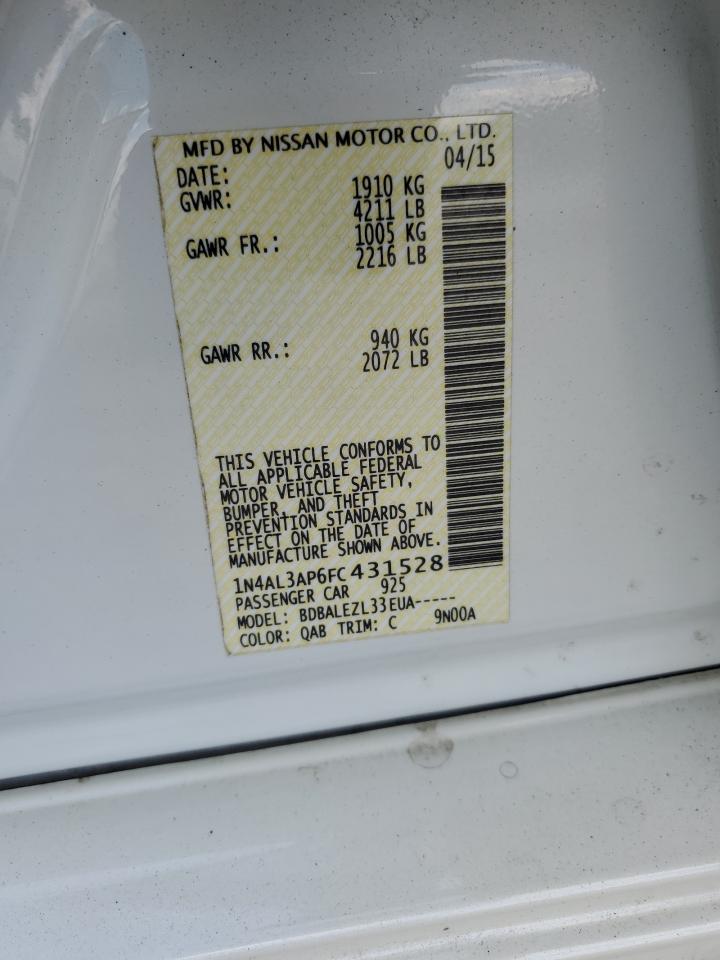 2015 Nissan Altima 2.5 VIN: 1N4AL3AP6FC431528 Lot: 84786895