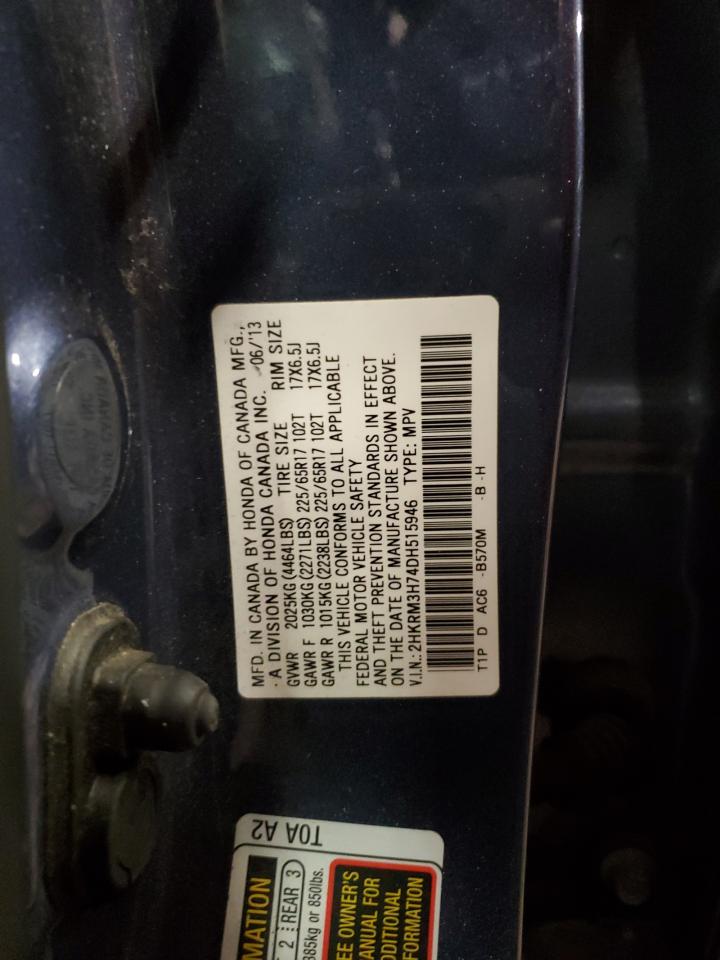 2013 Honda Cr-V Exl VIN: 2HKRM3H74DH515946 Lot: 86341555