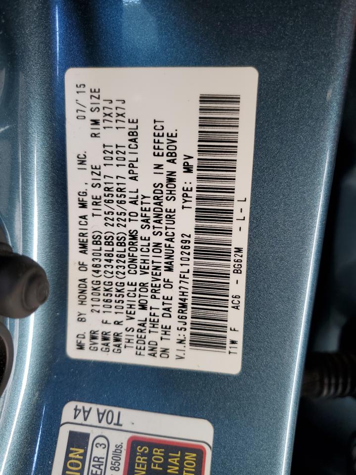 2015 Honda Cr-V Exl VIN: 5J6RM4H77FL102692 Lot: 90143805