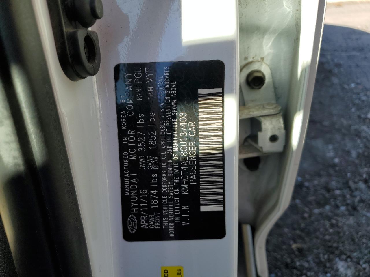 2016 Hyundai Accent Se VIN: KMHCT4AE8GU137403 Lot: 85850765