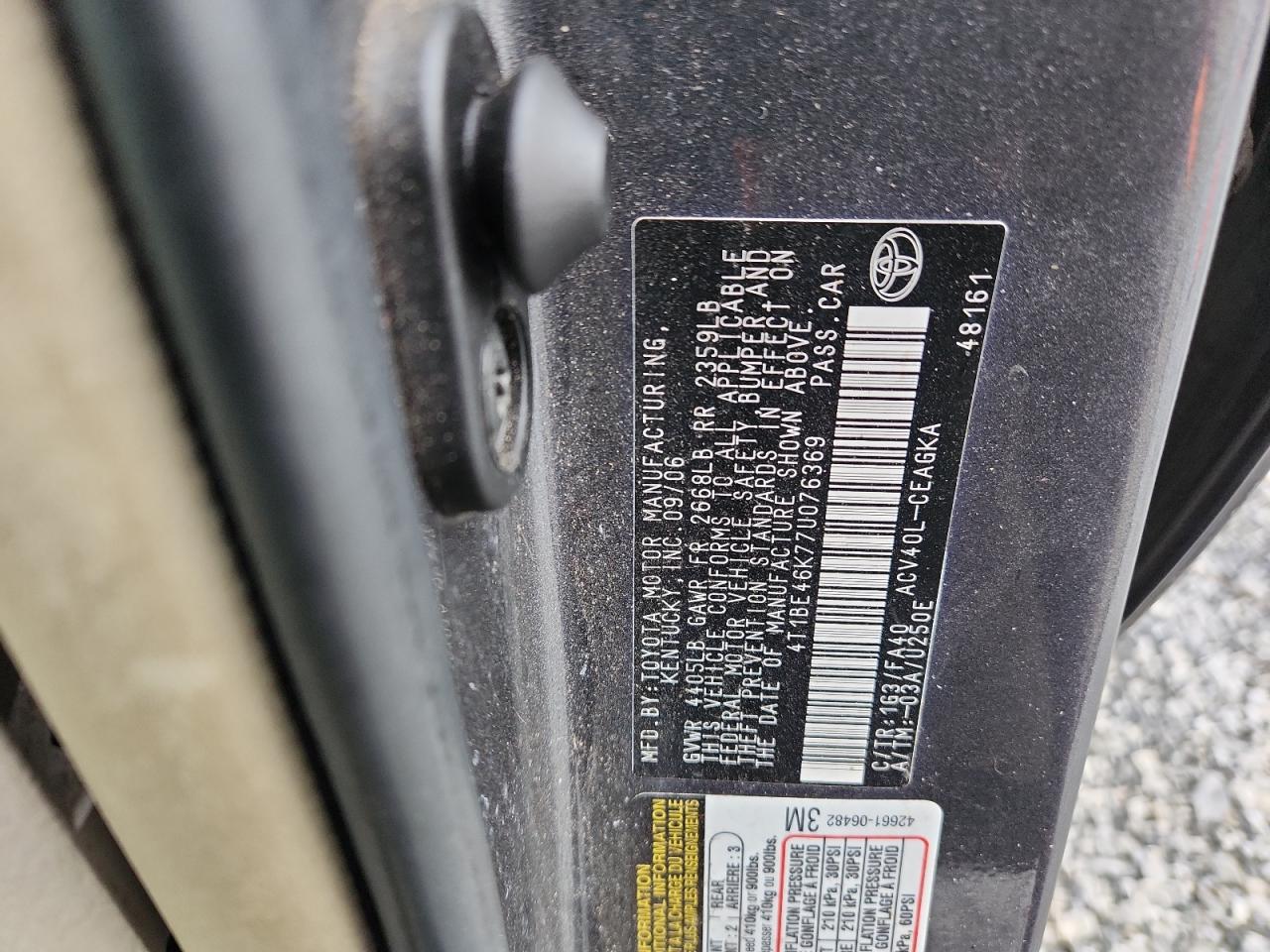 2007 Toyota Camry Ce VIN: 4T1BE46K77U076369 Lot: 83844685