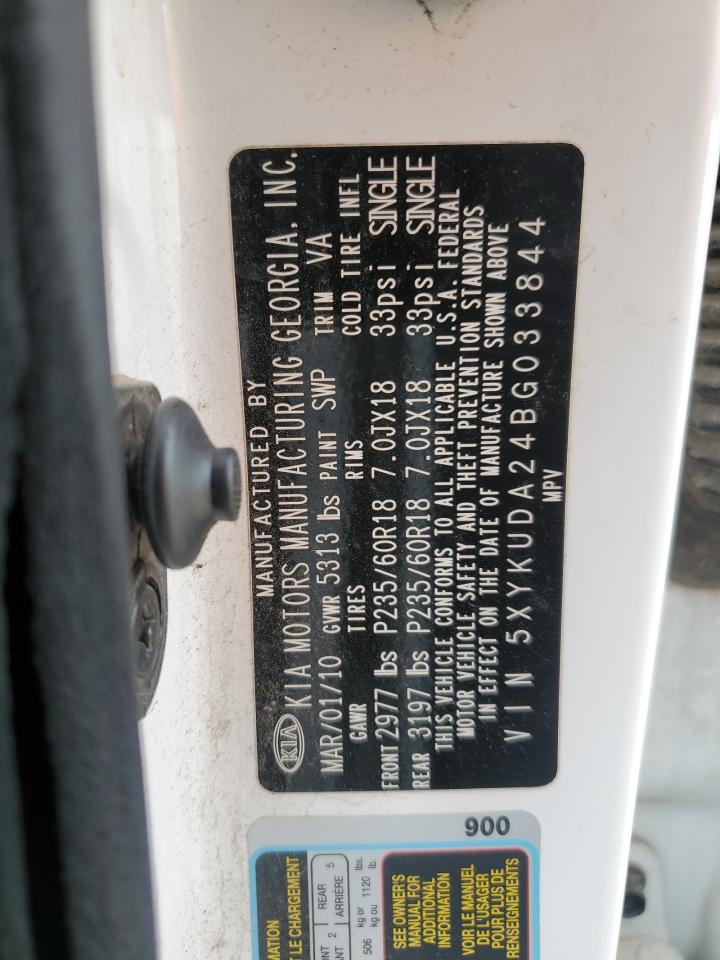 2011 Kia Sorento Ex VIN: 5XYKUDA24BG033844 Lot: 85860455