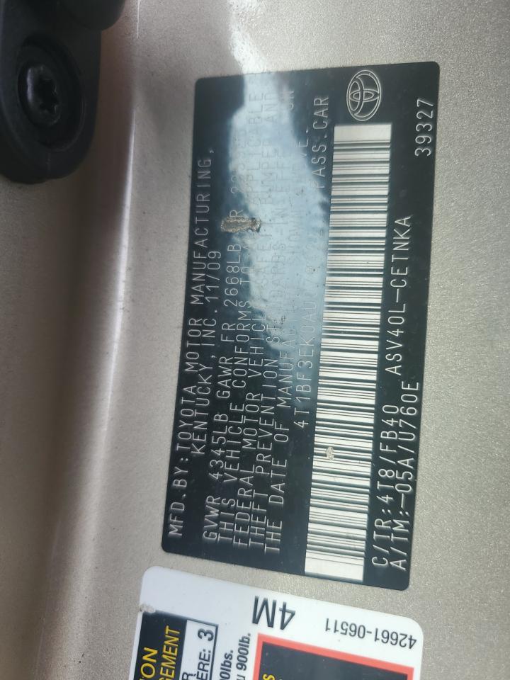 2010 Toyota Camry Base VIN: 4T1BF3EK0AU079422 Lot: 85093665