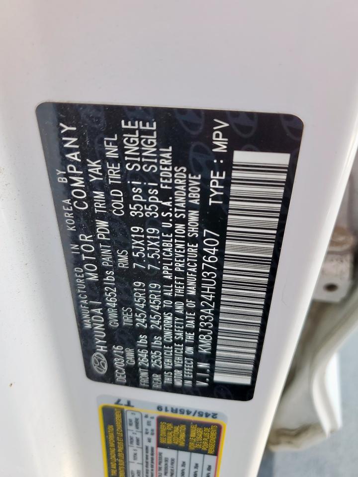 2017 Hyundai Tucson Limited VIN: KM8J33A24HU376407 Lot: 84583725