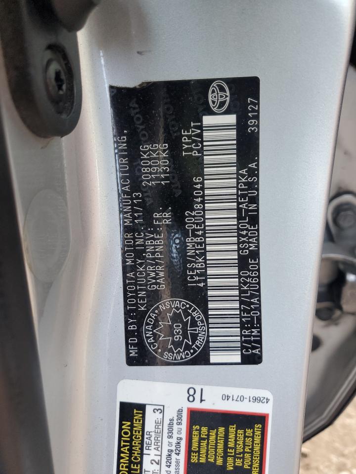 2014 Toyota Avalon Base VIN: 4T1BK1EB4EU084046 Lot: 85509825