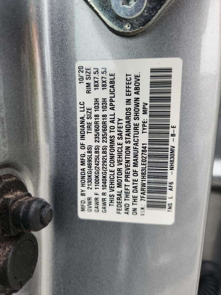 2020 Honda Cr-V Exl VIN: 7FARW1H83LE027841 Lot: 85537405