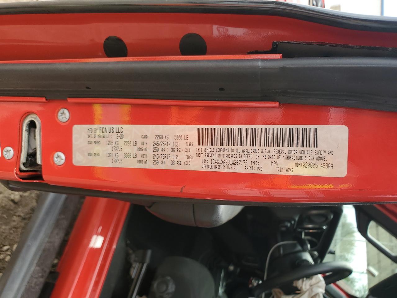 2020 Jeep Wrangler Sport VIN: 1C4GJXAG3LW267179 Lot: 85278755