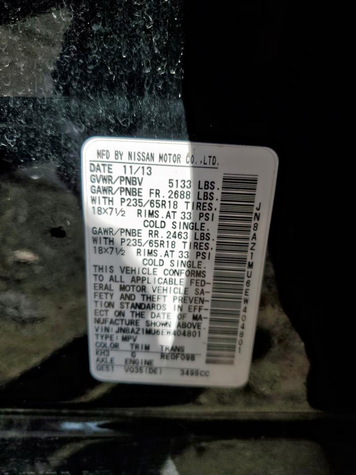 2014 Nissan Murano S VIN: JN8AZ1MU6EW404801 Lot: 81584655