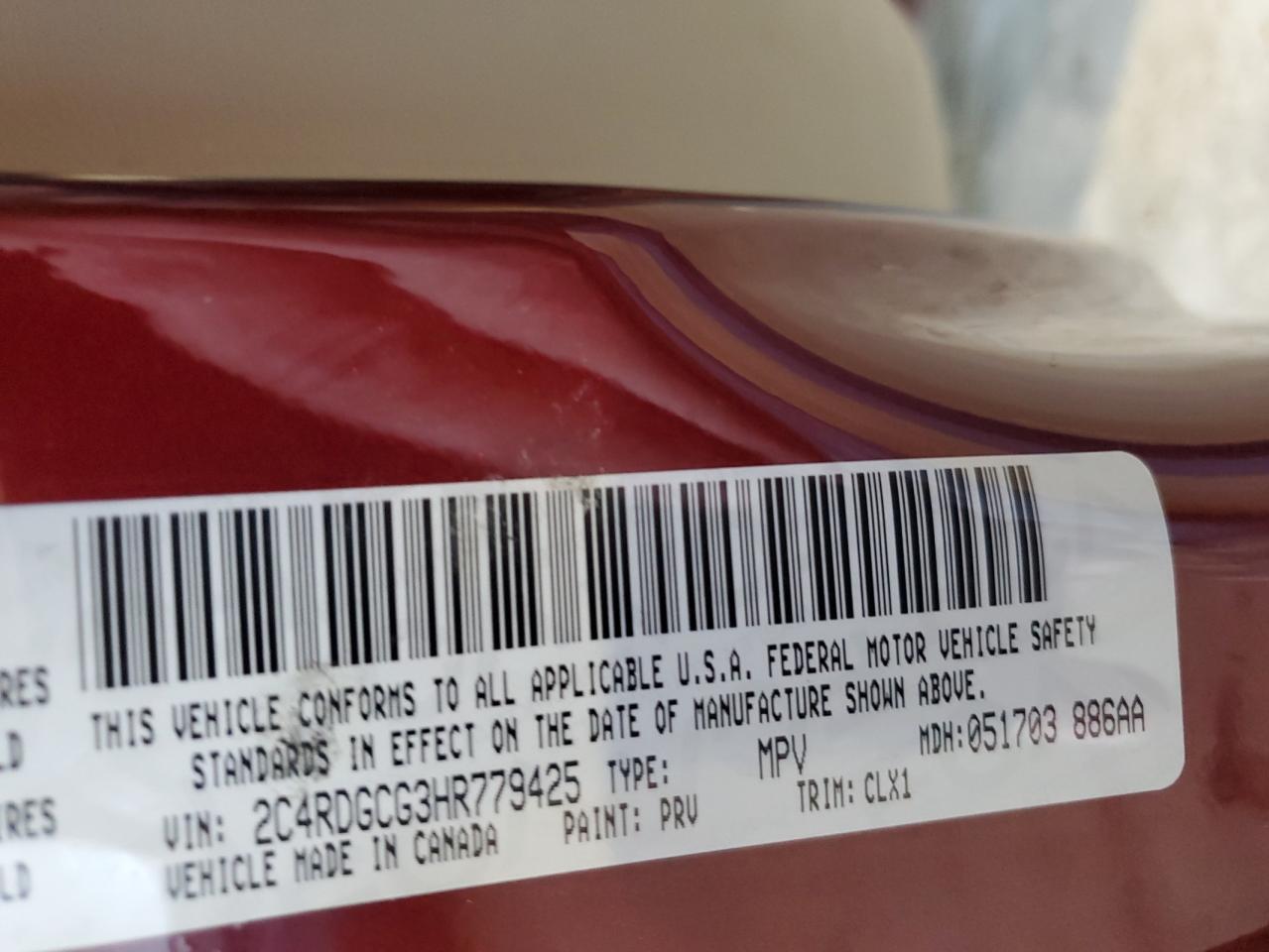 2017 Dodge Grand Caravan Sxt VIN: 2C4RDGCG3HR779425 Lot: 82701625