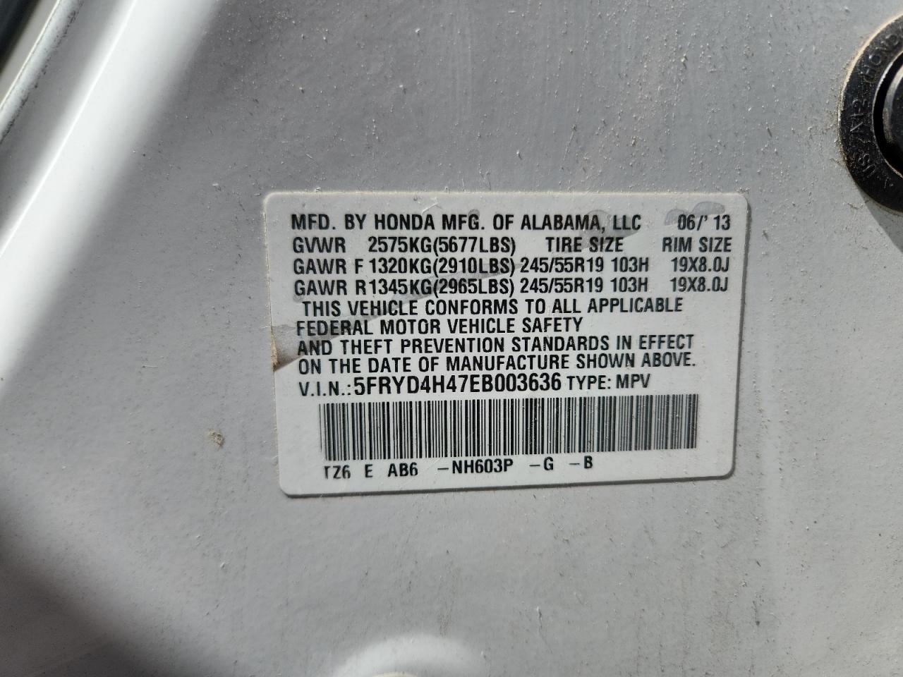 2014 Acura Mdx Technology VIN: 5FRYD4H47EB003636 Lot: 82093095