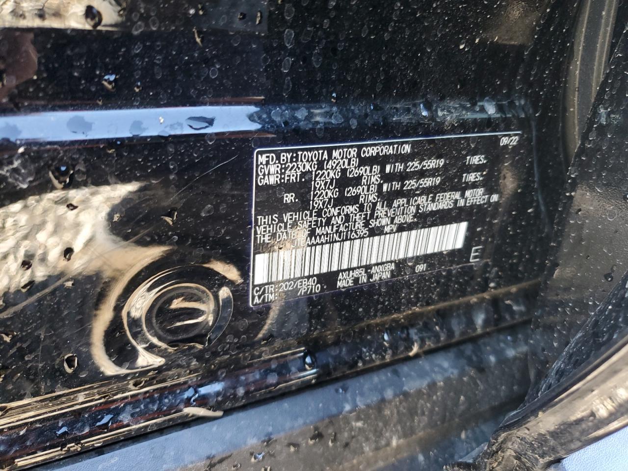 2022 Toyota Venza Le VIN: JTEAAAAH1NJ116395 Lot: 85584795