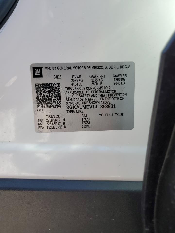2018 GMC Terrain Sle VIN: 3GKALMEV1JL353931 Lot: 85570825