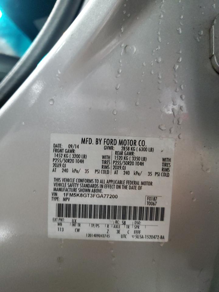 2015 Ford Explorer Sport VIN: 1FM5K8GT3FGA77200 Lot: 85930745