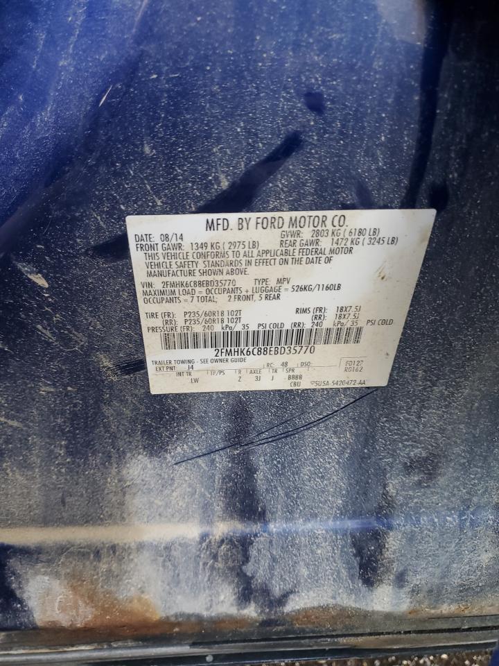 2014 Ford Flex Sel VIN: 2FMHK6C88EBD35770 Lot: 86071915