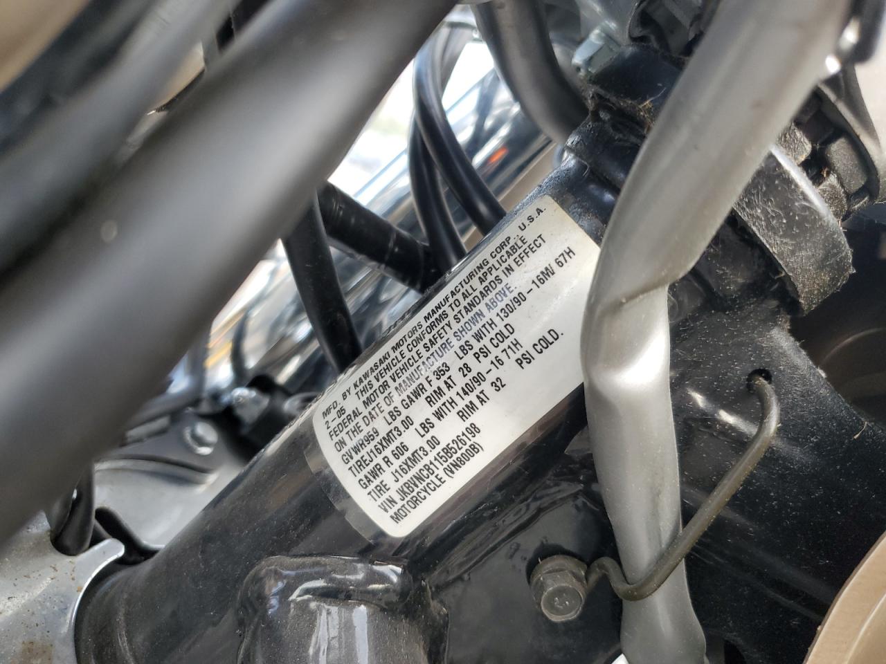 2005 Kawasaki Vn800 B VIN: JKBVNCB115B526198 Lot: 84934725