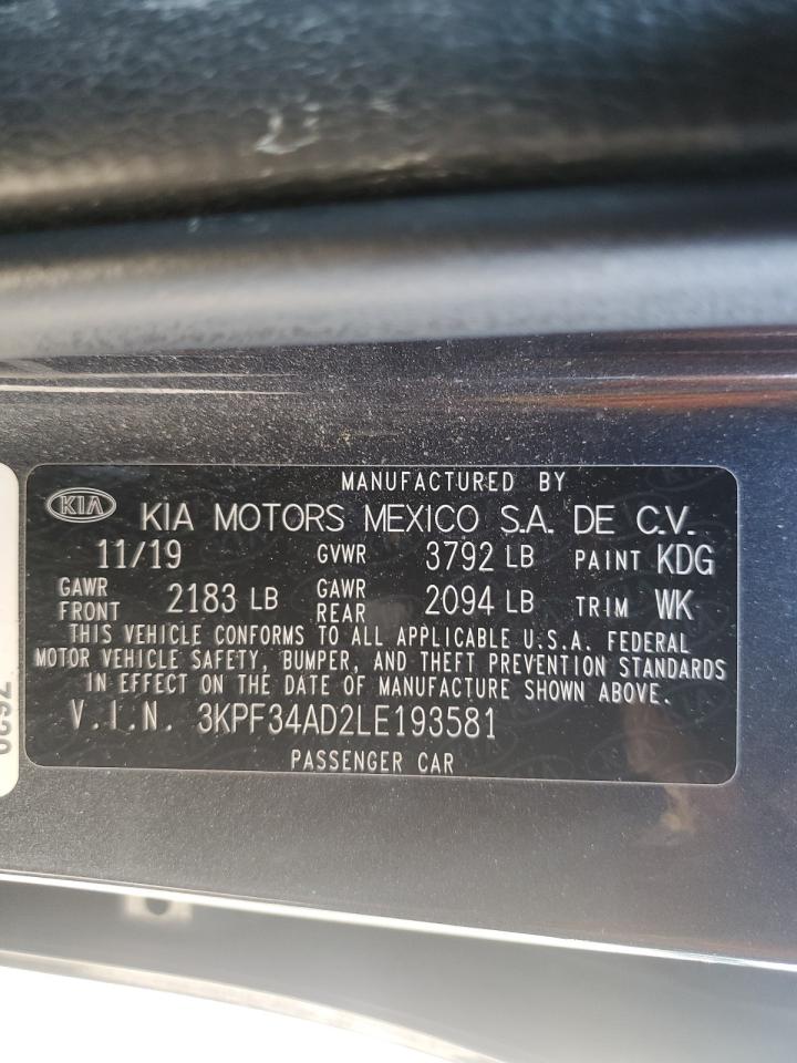 2020 Kia Forte Gt Line VIN: 3KPF34AD2LE193581 Lot: 90659415