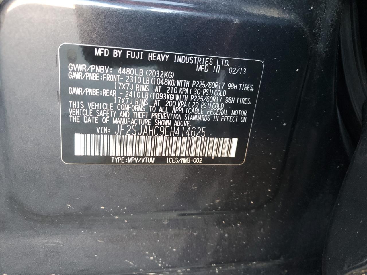 2014 Subaru Forester 2.5I Limited VIN: JF2SJAHC9EH414625 Lot: 82383045